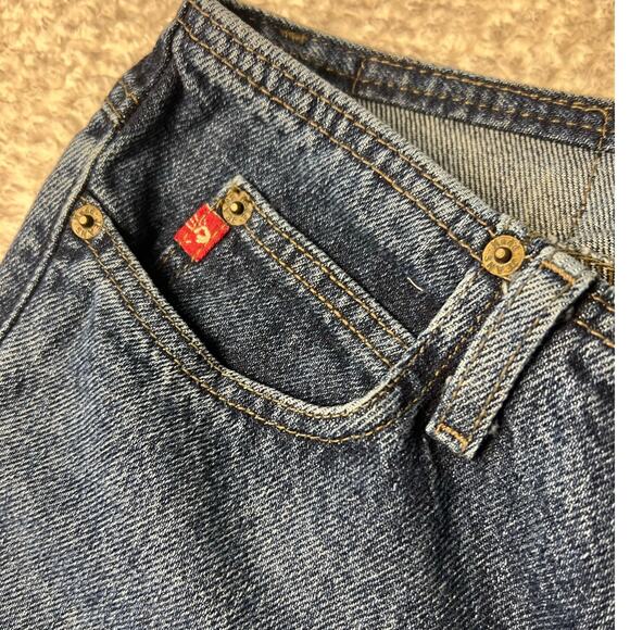 Deadstock Mudd y2k Low Rise Flare Bell Bottom Dark Denim Jeans Size 11 - Picture 7 of 8